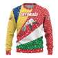 Seychelles Christmas Ugly Christmas Sweater Flag Colors Tropical Bird Motif and National Coat of Arms - African Pride