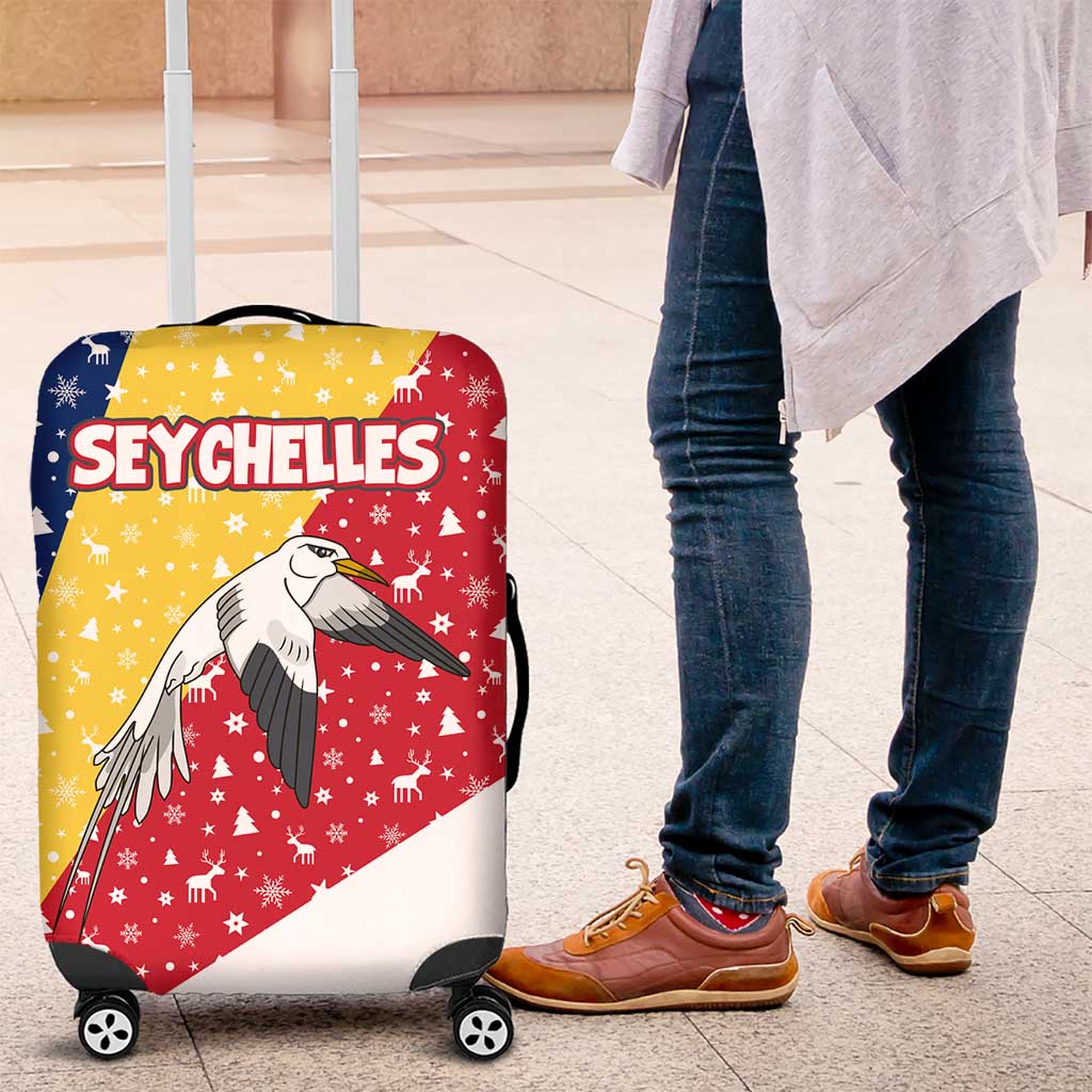 Seychelles Christmas Luggage Cover Flag Colors Tropical Bird Motif and National Coat of Arms - African Pride