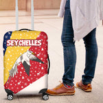 Seychelles Christmas Luggage Cover Flag Colors Tropical Bird Motif and National Coat of Arms - African Pride