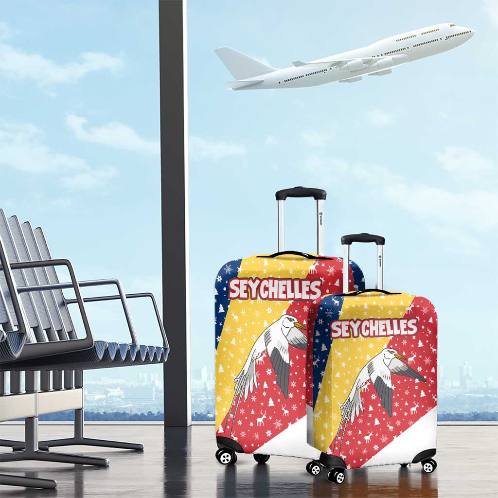 Seychelles Christmas Luggage Cover Flag Colors Tropical Bird Motif and National Coat of Arms - African Pride