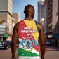 Seychelles Christmas Men Tank Top Flag Colors Tropical Bird Motif and National Coat of Arms - African Pride
