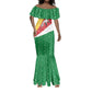 Seychelles Christmas Mermaid Dress Flag Colors Tropical Bird Motif and National Coat of Arms - African Pride