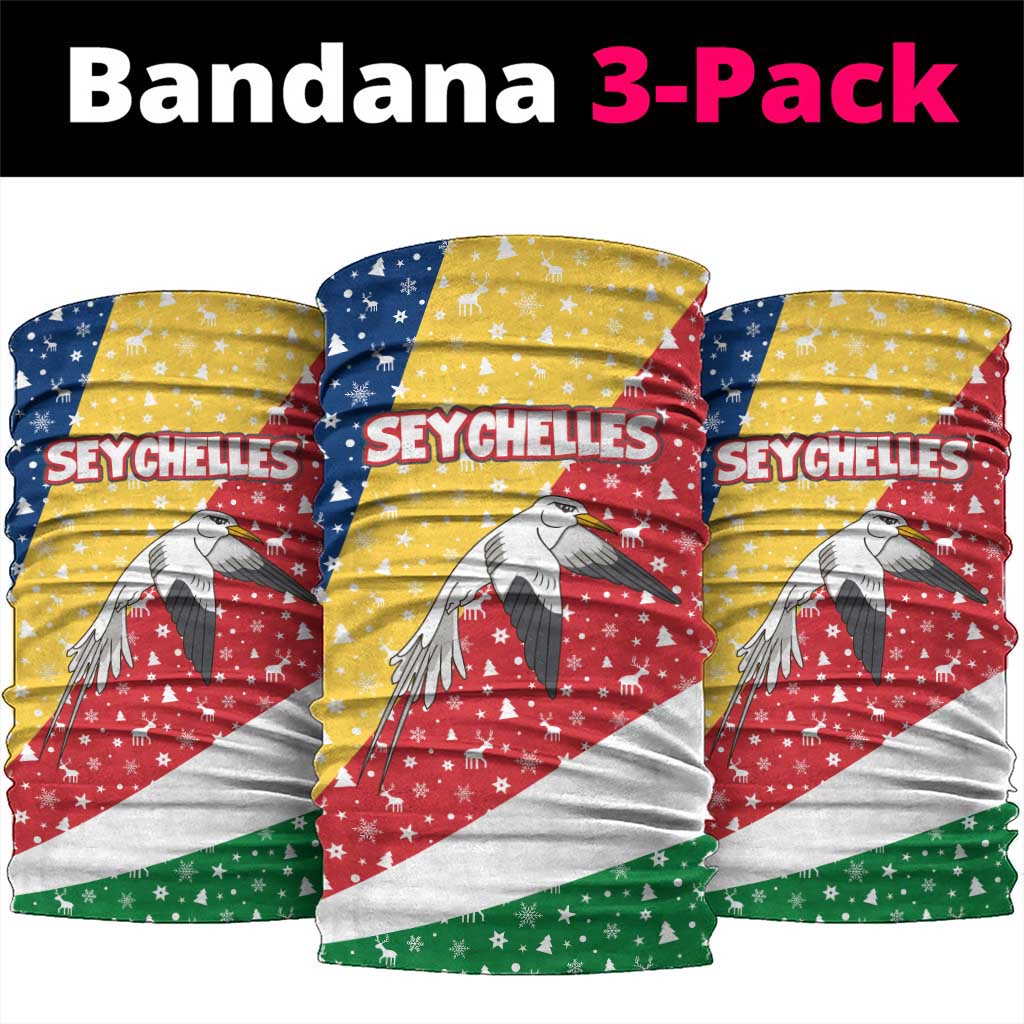 Seychelles Christmas Neck Gaiter Flag Colors Tropical Bird Motif and National Coat of Arms - African Pride