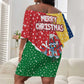 Seychelles Christmas Off Shoulder Short Dress Flag Colors Tropical Bird Motif and National Coat of Arms - African Pride