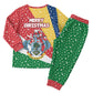 Seychelles Christmas Pajama Set Flag Colors Tropical Bird Motif and National Coat of Arms - African Pride