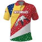 Seychelles Christmas Polo Shirt Flag Colors Tropical Bird Motif and National Coat of Arms - African Pride