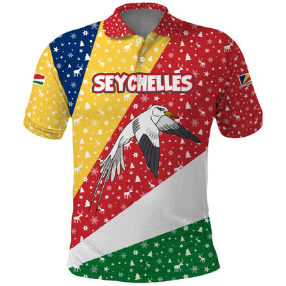 Seychelles Christmas Polo Shirt Flag Colors Tropical Bird Motif and National Coat of Arms - African Pride