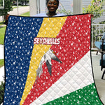 Seychelles Christmas Quilt Flag Colors Tropical Bird Motif and National Coat of Arms - African Pride