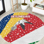 Seychelles Christmas Round Carpet Flag Colors Tropical Bird Motif and National Coat of Arms - African Pride