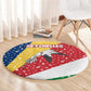 Seychelles Christmas Round Carpet Flag Colors Tropical Bird Motif and National Coat of Arms - African Pride