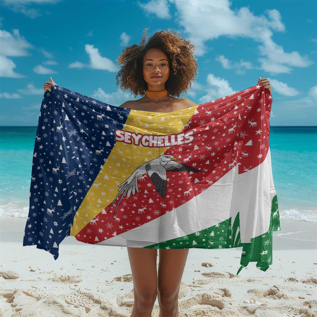 Seychelles Christmas Sarong Flag Colors Tropical Bird Motif and National Coat of Arms - African Pride