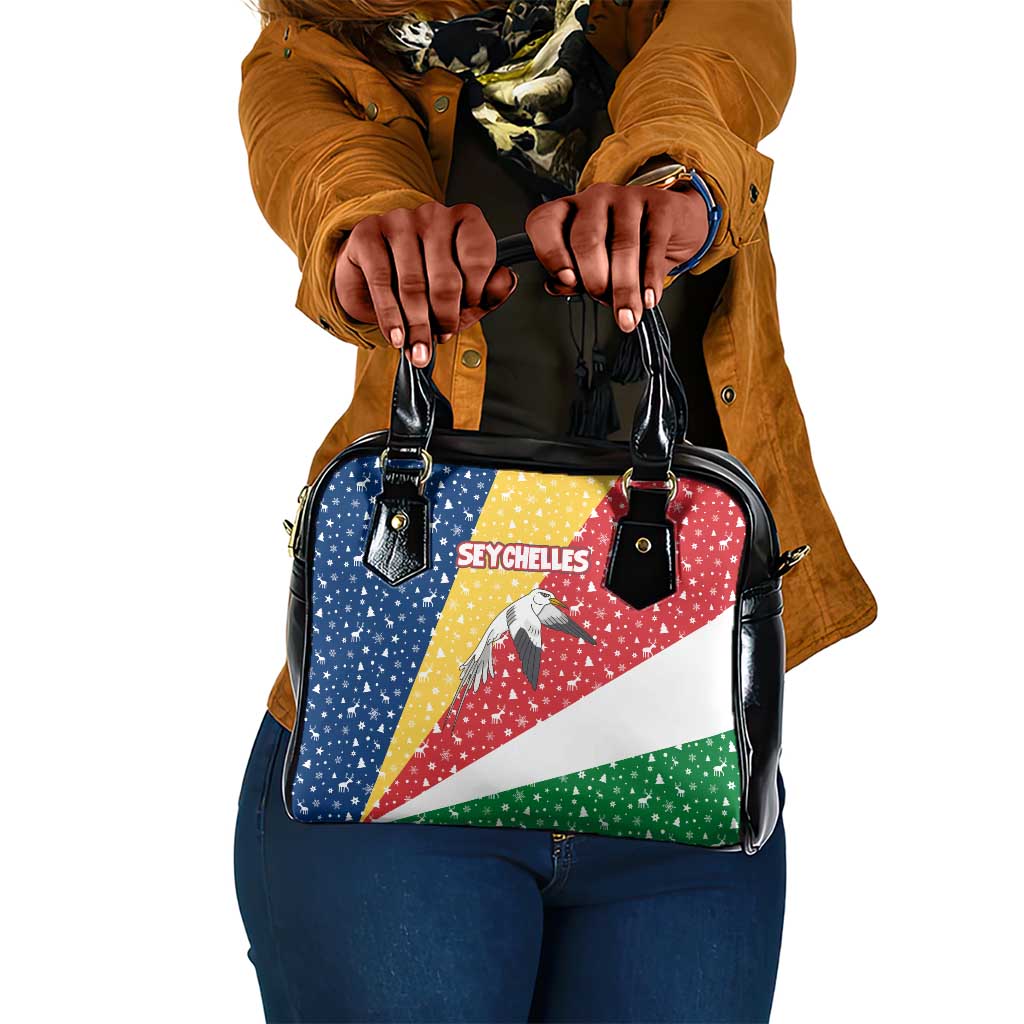 Seychelles Christmas Shoulder Handbag Flag Colors Tropical Bird Motif and National Coat of Arms - African Pride
