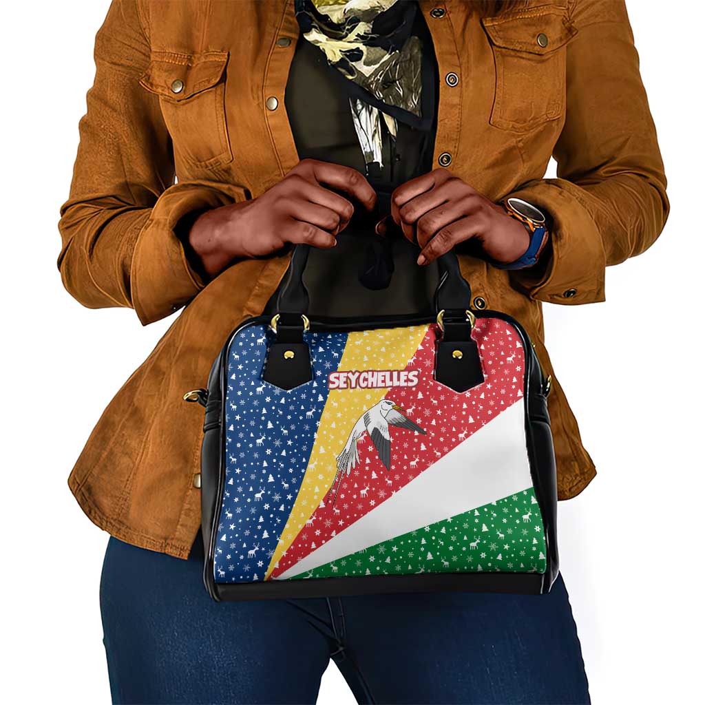 Seychelles Christmas Shoulder Handbag Flag Colors Tropical Bird Motif and National Coat of Arms - African Pride