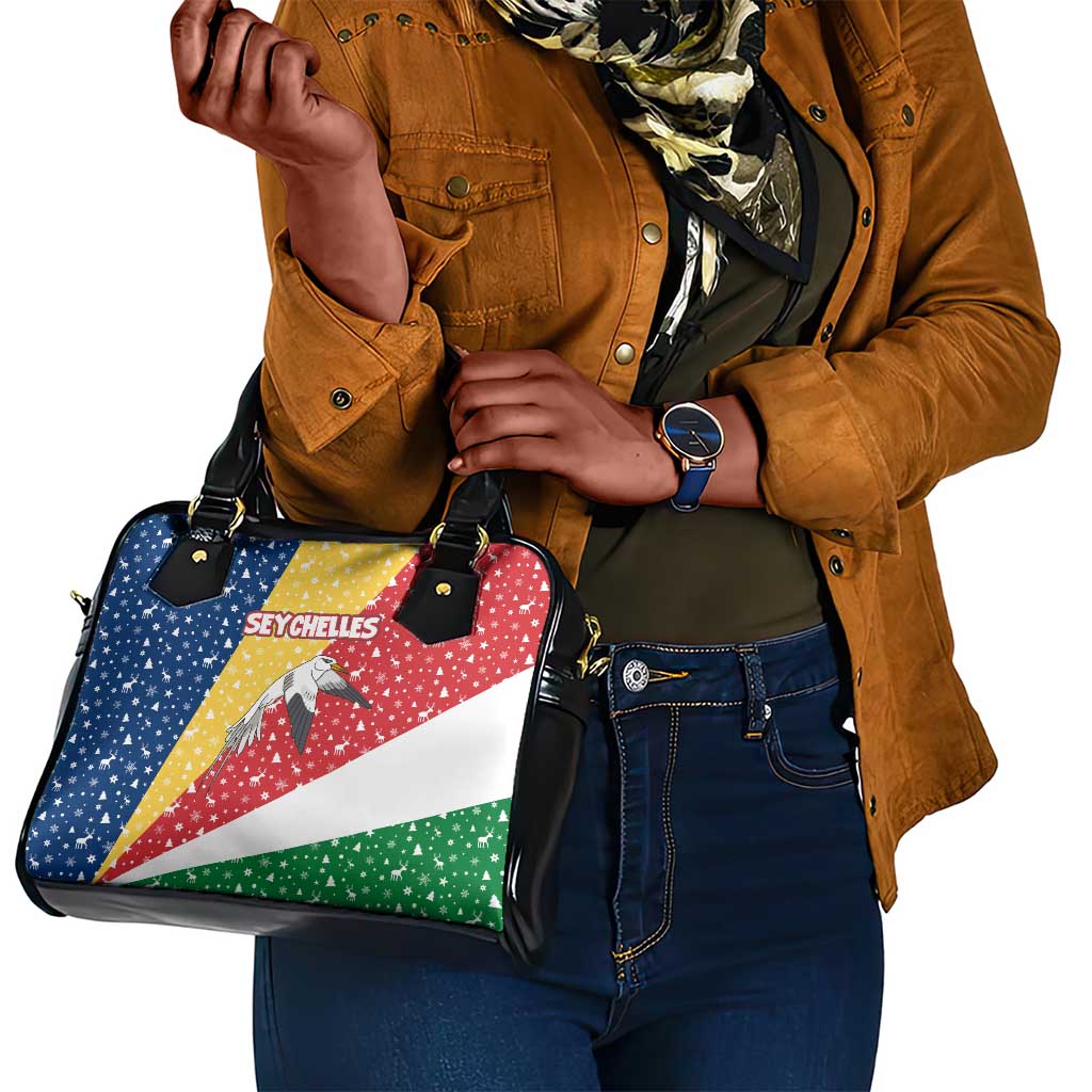 Seychelles Christmas Shoulder Handbag Flag Colors Tropical Bird Motif and National Coat of Arms - African Pride