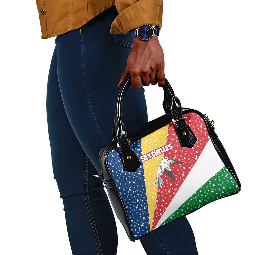 Seychelles Christmas Shoulder Handbag Flag Colors Tropical Bird Motif and National Coat of Arms - African Pride