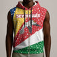 Seychelles Christmas Sleeveless Zip Hoodie Flag Colors Tropical Bird Motif and National Coat of Arms - African Pride