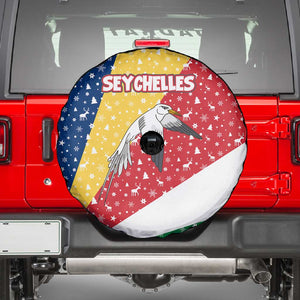 Seychelles Christmas Spare Tire Cover Flag Colors Tropical Bird Motif and National Coat of Arms - African Pride