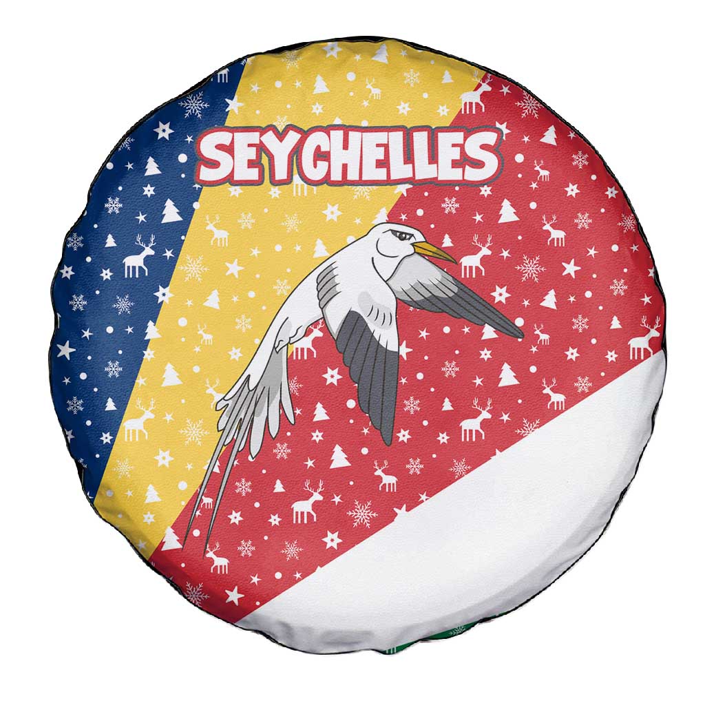 Seychelles Christmas Spare Tire Cover Flag Colors Tropical Bird Motif and National Coat of Arms - African Pride
