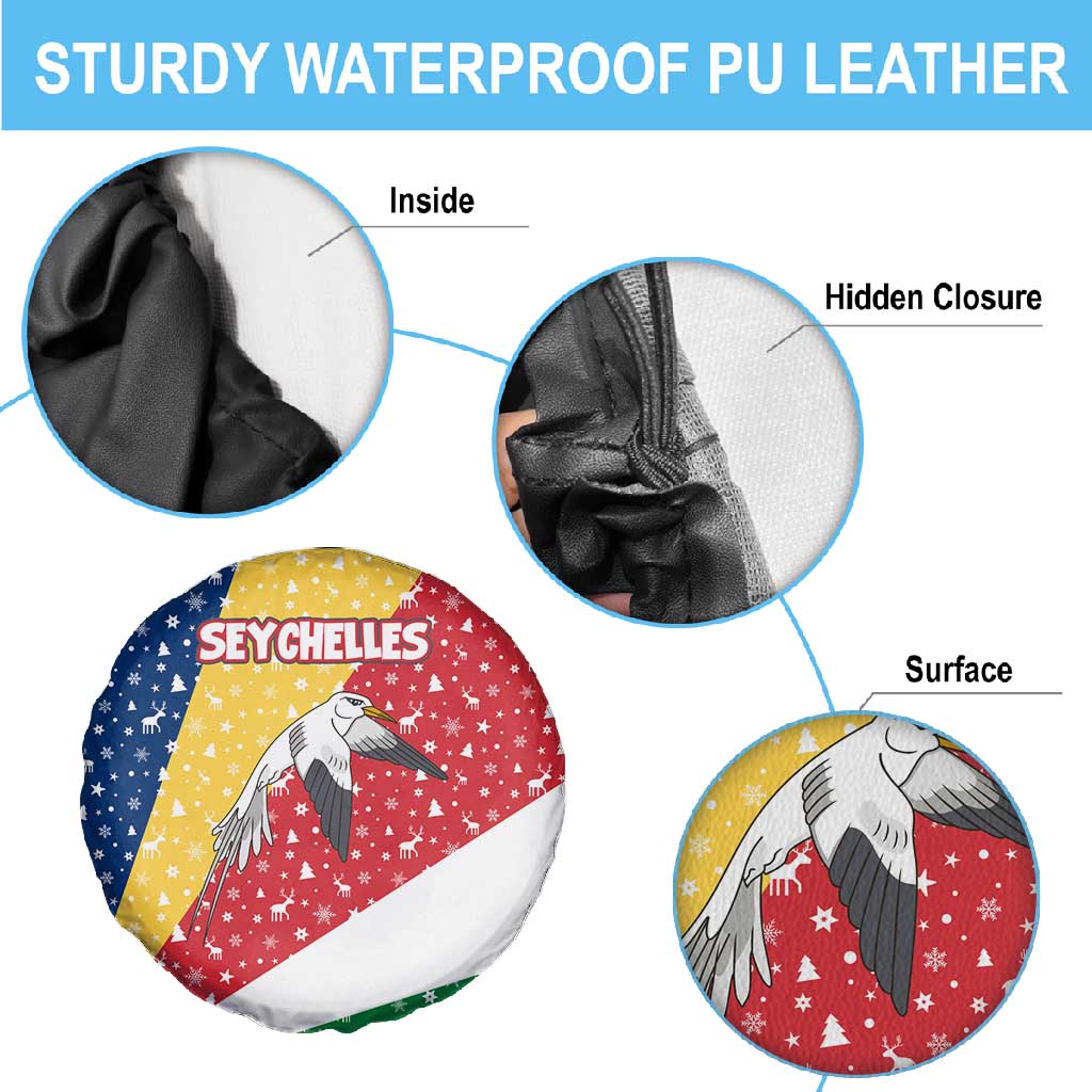 Seychelles Christmas Spare Tire Cover Flag Colors Tropical Bird Motif and National Coat of Arms - African Pride