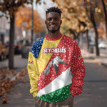 Seychelles Christmas Sweatshirt Flag Colors Tropical Bird Motif and National Coat of Arms - African Pride
