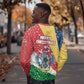 Seychelles Christmas Sweatshirt Flag Colors Tropical Bird Motif and National Coat of Arms - African Pride