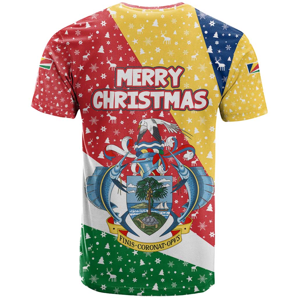 Seychelles Christmas T shirt Flag Colors Tropical Bird Motif and National Coat of Arms - African Pride