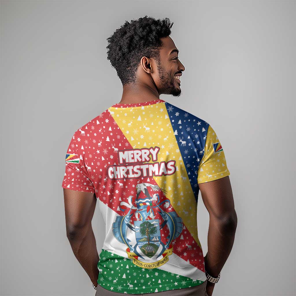 Seychelles Christmas T shirt Flag Colors Tropical Bird Motif and National Coat of Arms - African Pride