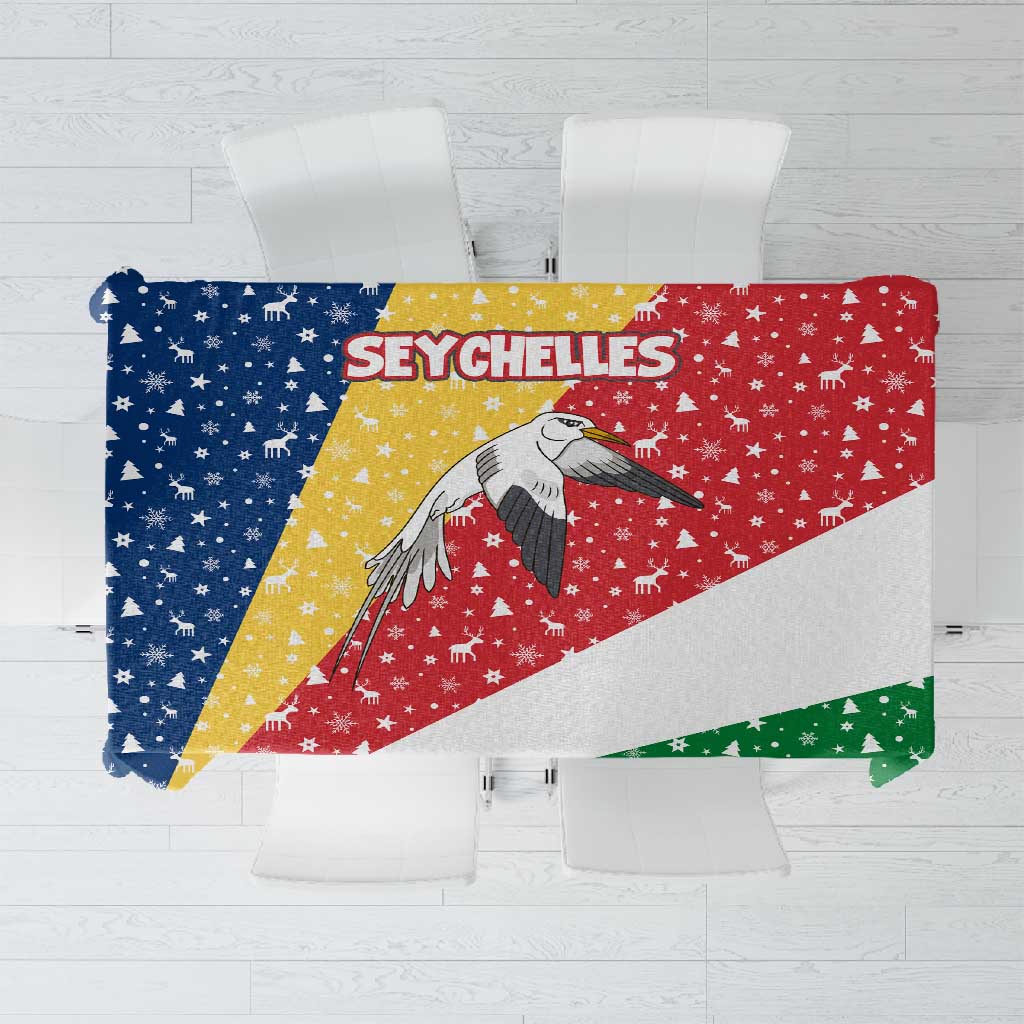 Seychelles Christmas Tablecloth Flag Colors Tropical Bird Motif and National Coat of Arms - African Pride