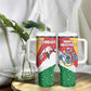 Seychelles Christmas Tumbler With Handle Flag Colors Tropical Bird Motif and National Coat of Arms - African Pride