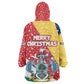 Seychelles Christmas Wearable Blanket Hoodie Flag Colors Tropical Bird Motif and National Coat of Arms - African Pride