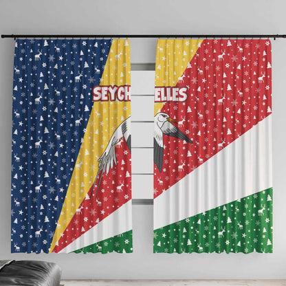Seychelles Christmas Window Curtain Flag Colors Tropical Bird Motif and National Coat of Arms - African Pride