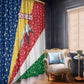 Seychelles Christmas Window Curtain Flag Colors Tropical Bird Motif and National Coat of Arms - African Pride