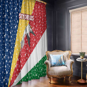 Seychelles Christmas Window Curtain Flag Colors Tropical Bird Motif and National Coat of Arms - African Pride