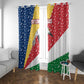 Seychelles Christmas Window Curtain Flag Colors Tropical Bird Motif and National Coat of Arms - African Pride