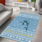 Seychelles Christmas Area Rug Ocean Blue Marlin Fish Artwork and Surfing Santa Motif - African Pride
