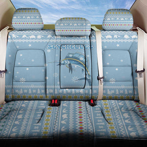 Seychelles Christmas Back Car Seat Cover Ocean Blue Marlin Fish Artwork and Surfing Santa Motif - African Pride
