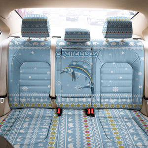 Seychelles Christmas Back Car Seat Cover Ocean Blue Marlin Fish Artwork and Surfing Santa Motif - African Pride
