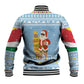 Seychelles Christmas Baseball Jacket Ocean Blue Marlin Fish Artwork and Surfing Santa Motif - African Pride