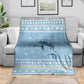 Seychelles Christmas Blanket Ocean Blue Marlin Fish Artwork and Surfing Santa Motif - African Pride