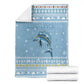 Seychelles Christmas Blanket Ocean Blue Marlin Fish Artwork and Surfing Santa Motif - African Pride