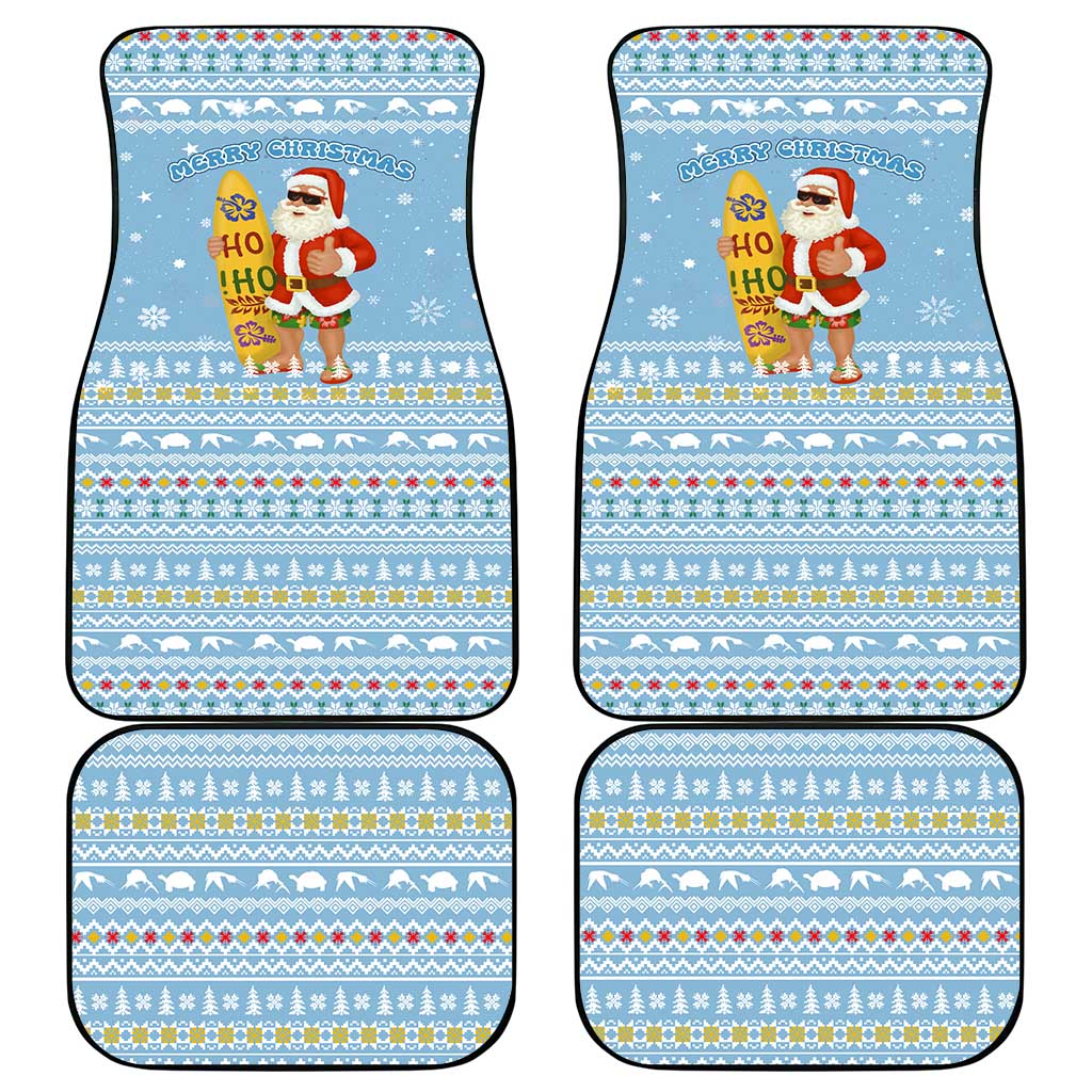 Seychelles Christmas Car Mats Ocean Blue Marlin Fish Artwork and Surfing Santa Motif - African Pride