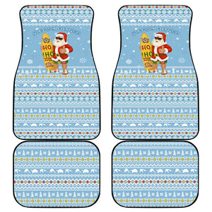Seychelles Christmas Car Mats Ocean Blue Marlin Fish Artwork and Surfing Santa Motif - African Pride