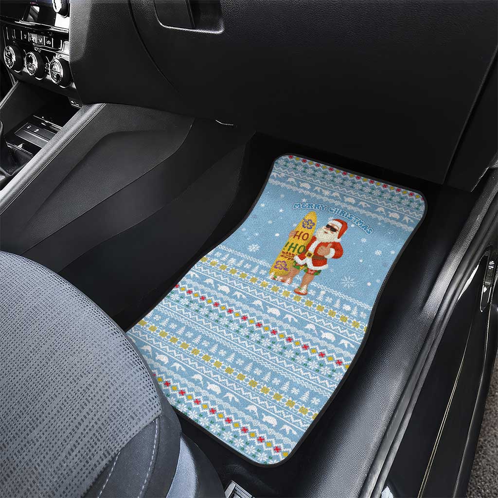 Seychelles Christmas Car Mats Ocean Blue Marlin Fish Artwork and Surfing Santa Motif - African Pride