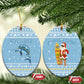 Seychelles Christmas Ceramic Ornament Ocean Blue Marlin Fish Artwork and Surfing Santa Motif - African Pride