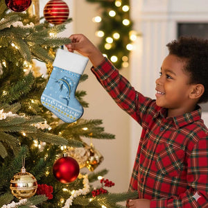 Seychelles Christmas Stocking Ocean Blue Marlin Fish Artwork and Surfing Santa Motif - African Pride