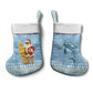Seychelles Christmas Stocking Ocean Blue Marlin Fish Artwork and Surfing Santa Motif - African Pride