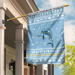 Seychelles Christmas Garden Flag Ocean Blue Marlin Fish Artwork and Surfing Santa Motif - African Pride