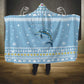 Seychelles Christmas Hooded Blanket Ocean Blue Marlin Fish Artwork and Surfing Santa Motif - African Pride