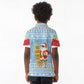 Seychelles Christmas Kid Polo Shirt Ocean Blue Marlin Fish Artwork and Surfing Santa Motif - African Pride