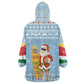 Seychelles Christmas Kid Wearable Blanket Hoodie Ocean Blue Marlin Fish Artwork and Surfing Santa Motif - African Pride